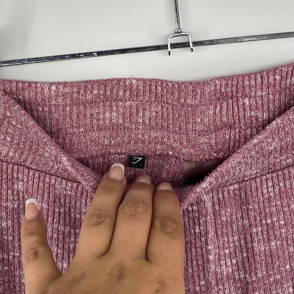 Gymshark Pink Marled Ribbed Knit Drawstring Jogger Sweats Size Small - Picture 8 of 11